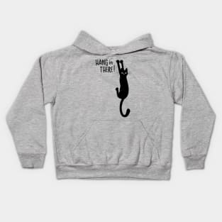 Hang in There! Funny Black Cat Hanging On with Claws Kids Hoodie